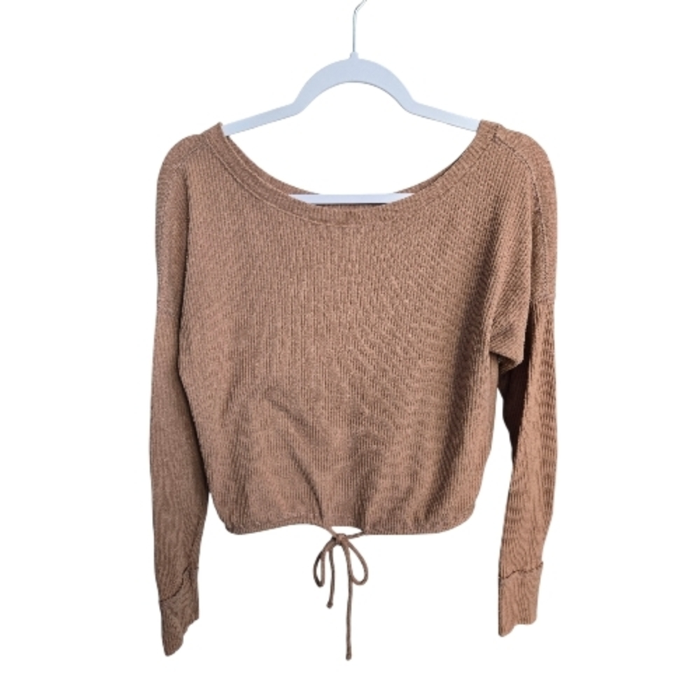 Abercrombie Tie Waist Ribbed Knit Women's Long Sleeve Top SMALL